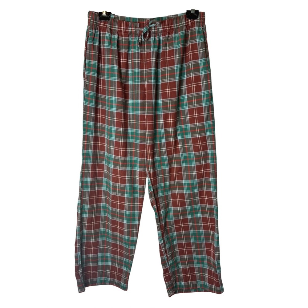 Hanna Andersson Pajama Pants Women Large Red Green Plaid Flannel Harvest Lounge - Picture 2 of 11